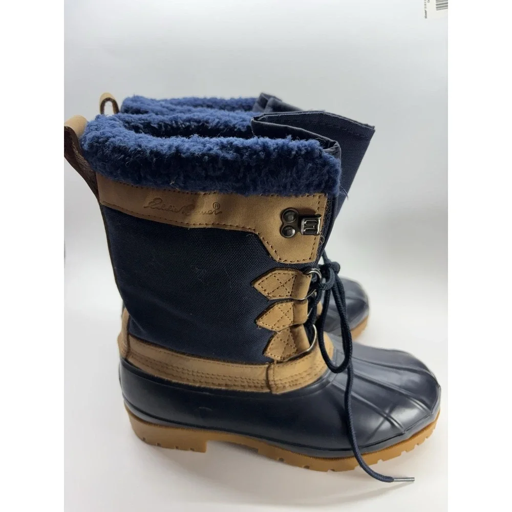 Eddie Bauer Duck Boots Women 8 R551 Navy/Tan Waterproof Lace Up Non-Marking Sole